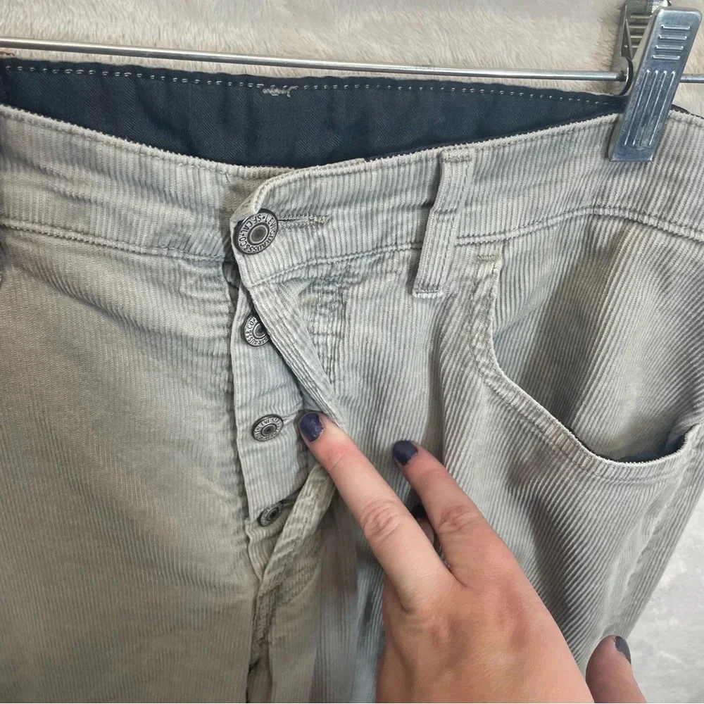 Levi’s 401 men’s corduroy jeans vintage gray casual straight leg buttonfly sz 34